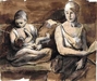 two-women-with-children-paper-a-pencil-a-water-color-1924