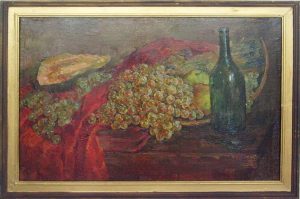 A.A.Goldrey, Still-life with bottle and grapes