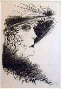 Otto Diks. Lady with Feuthered Hat , 1923, lithography
