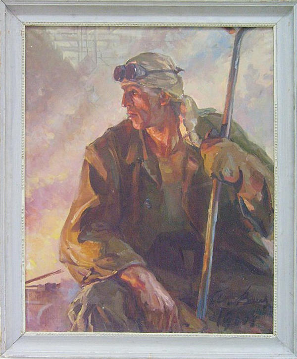 Винер А. «Портрет сталевара Рахметова» 1960г.