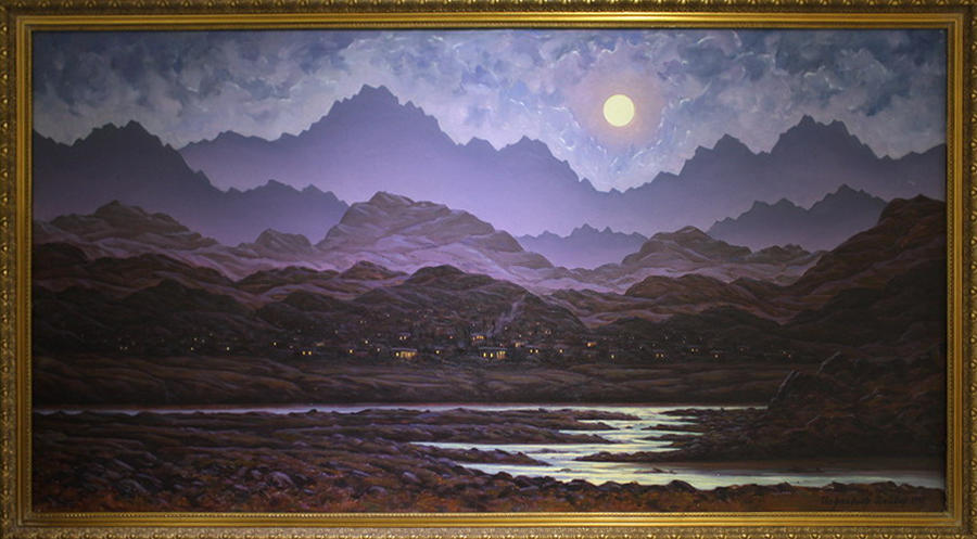 Исфандиёр Хайдаров. Лунная ночь в Бахмале. 1990
