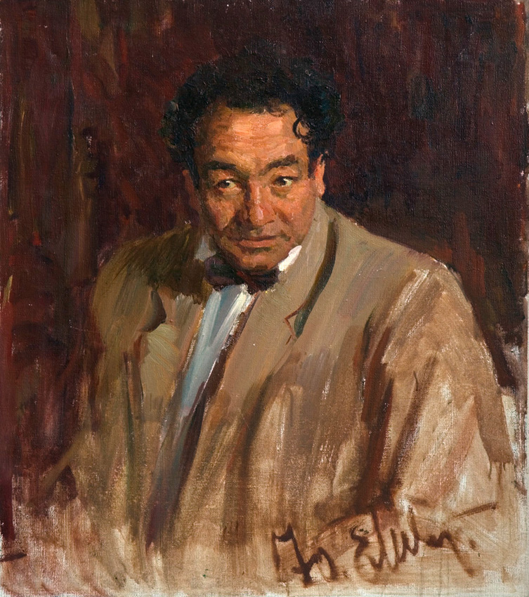 Портрет народного артиста Узбекистана Шукура Бурханова. Ю.Елизаров. 1957г.