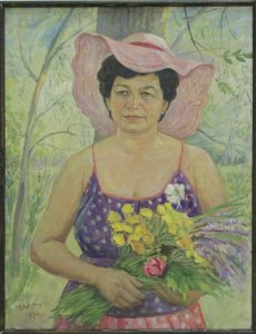Набиев М. Портрет женщины с цветами. 1984 (ДХВ)