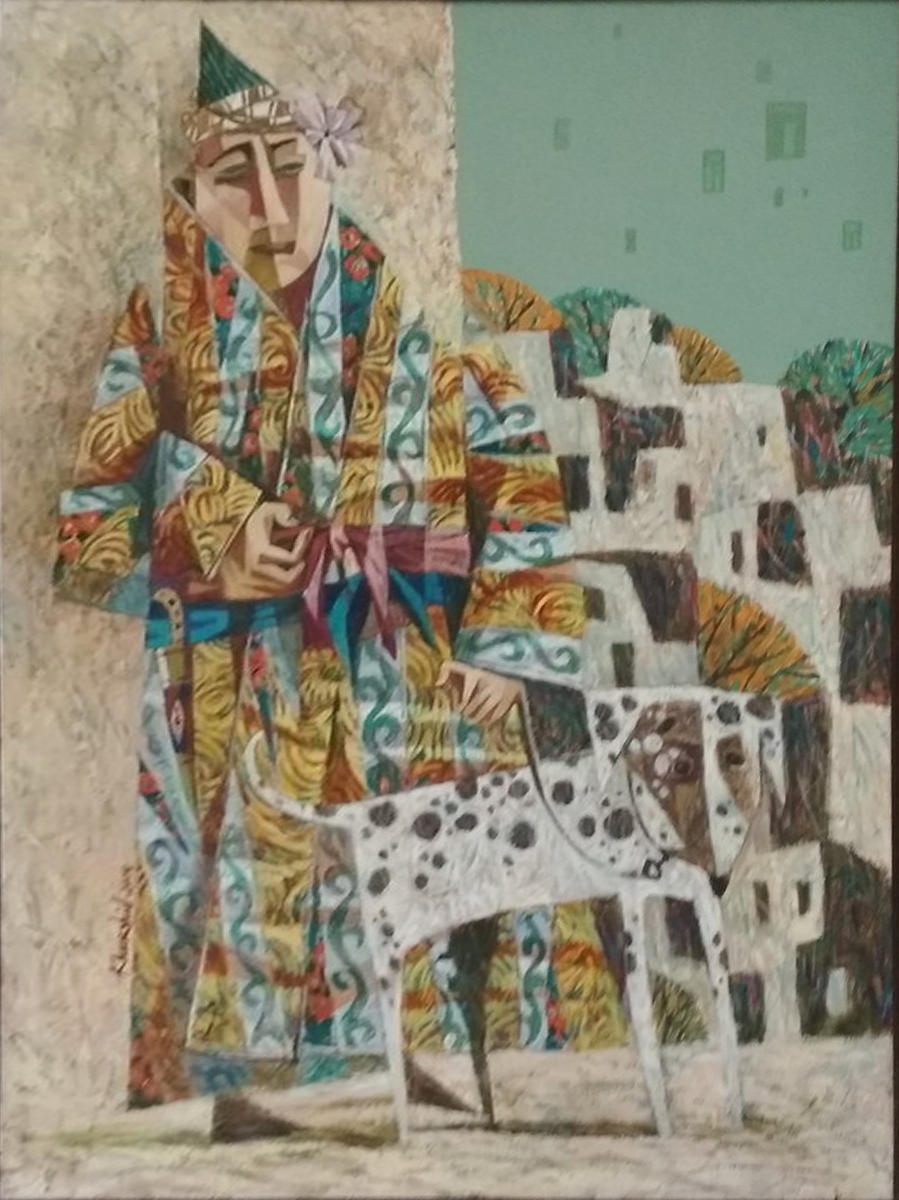 Зияханов Хуршид. Прогулка с долматинцем. 2014