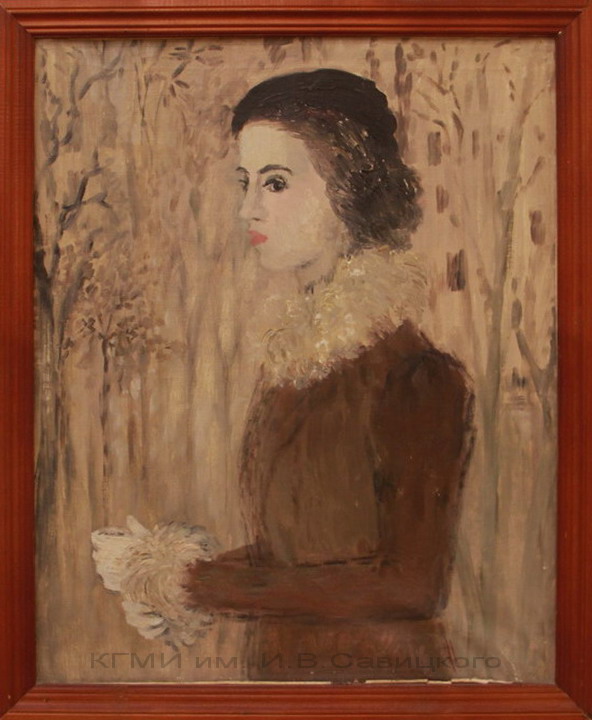 Сафронова А.Ф. (1898-1966). Портрет девушки в чёрном бирете. 1-я половина 20 века