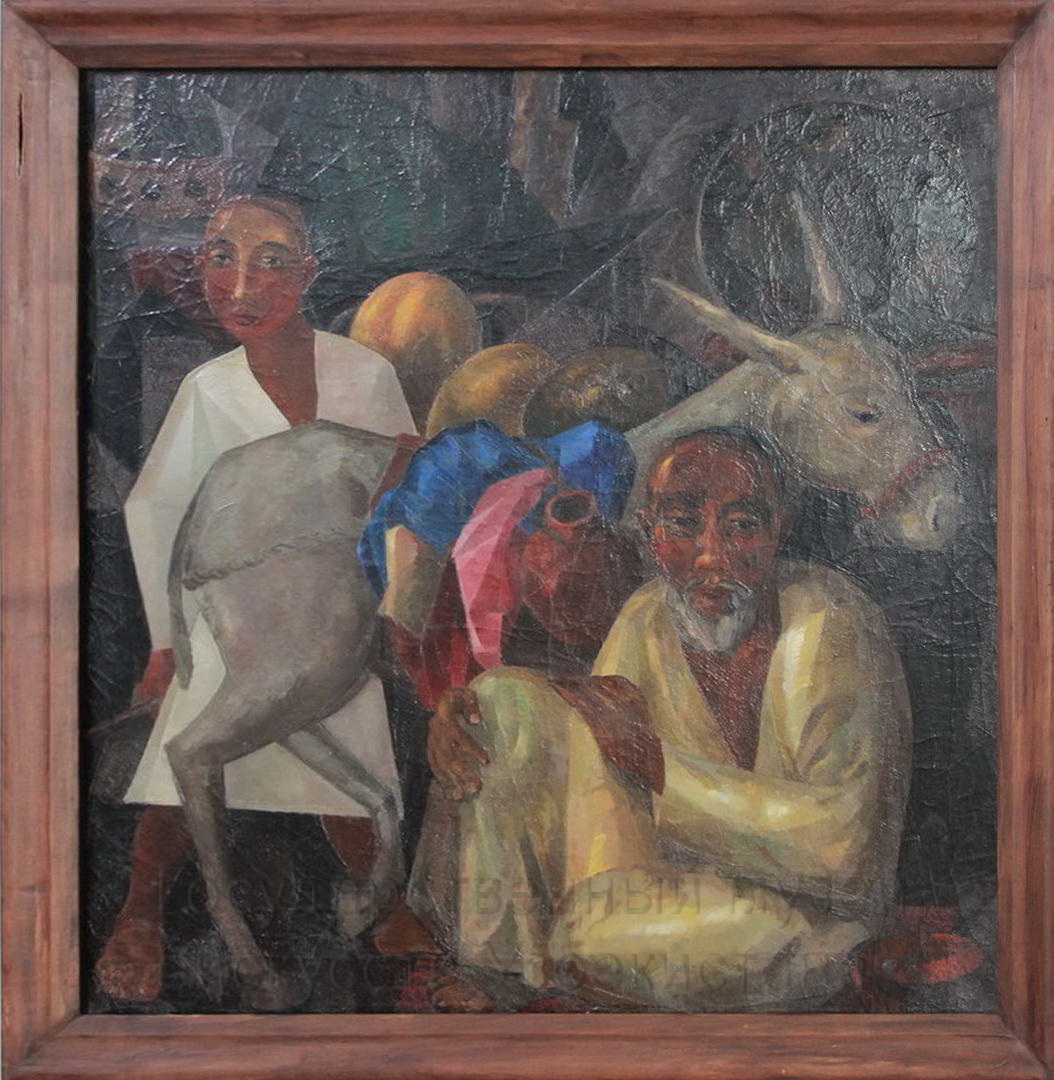 Волков А.Н. (1886-1957). Старик и мальчик с ослом. 1927