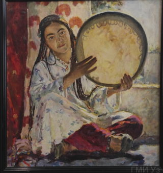 Надежда Кашина. Девушка, играющая на дойре. 1949